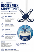 Hockey Puck Straw Topper 3D Printed