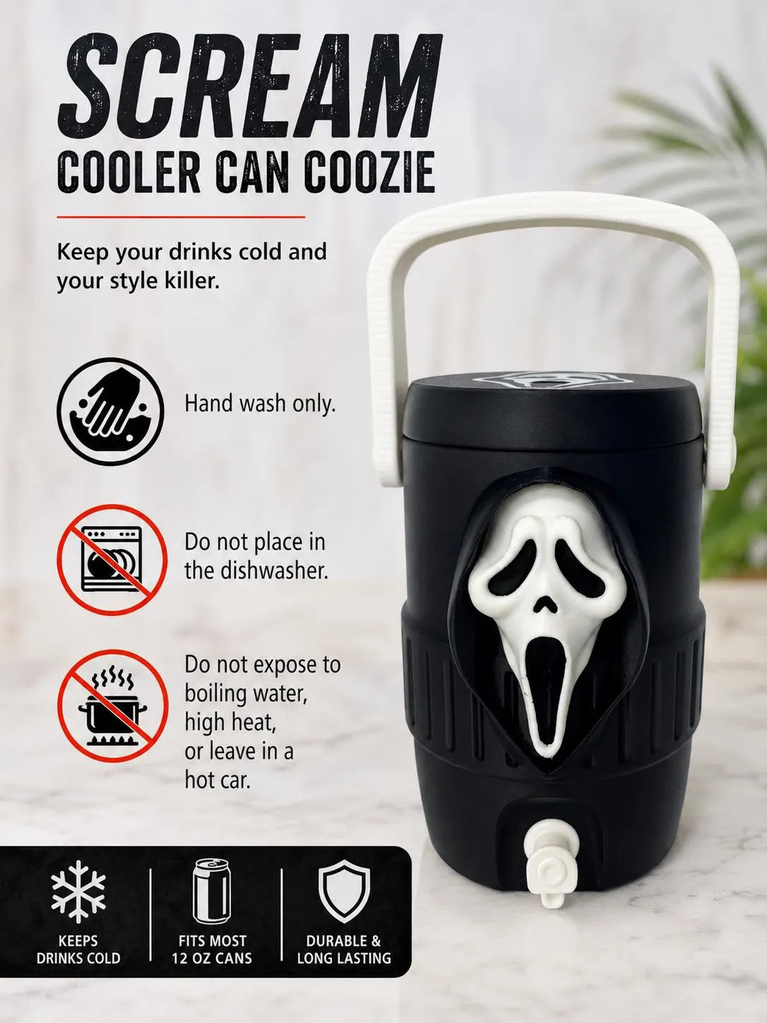 12oz cooler can holder Ghostface Scream Horror Themed
